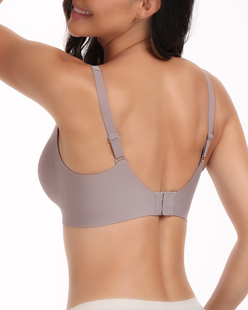 V-Neck Seamless Wire-Free Leopard Print Jelly Bra