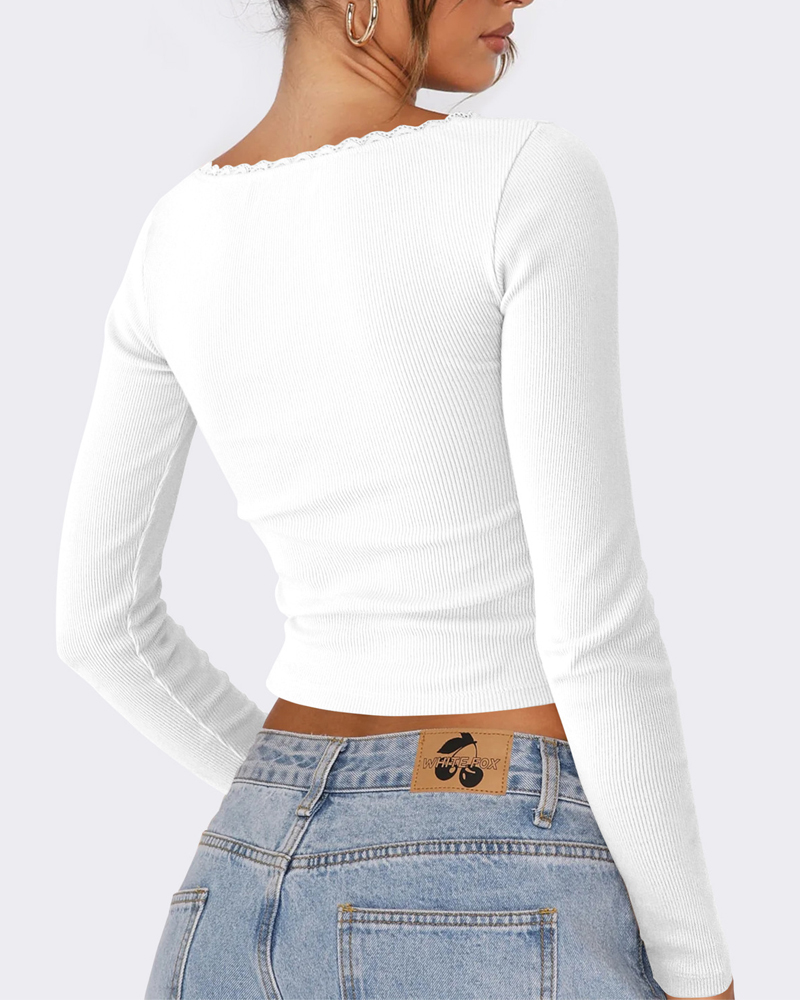 Slim Fit Lace Stitching Bottoming Top-Curvy-Faja