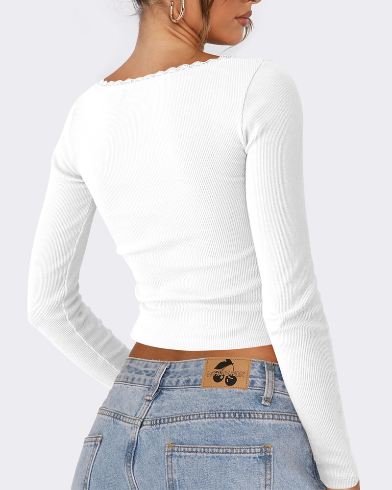 Slim Fit Lace Stitching Bottoming Top-Curvy-Faja