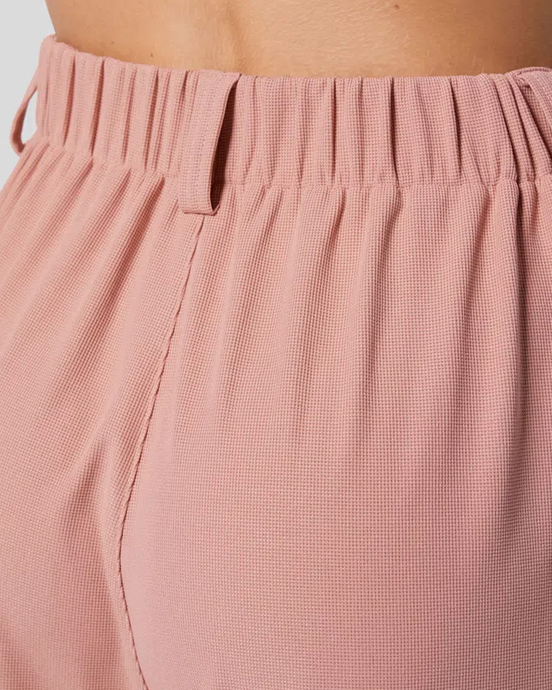 High Waisted Plicated Side Pocket Wide Leg Waffle Work Pants