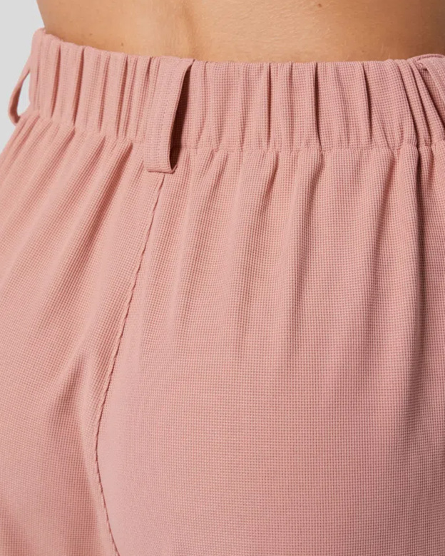 High Waisted Plicated Side Pocket Wide Leg Waffle Work Pants