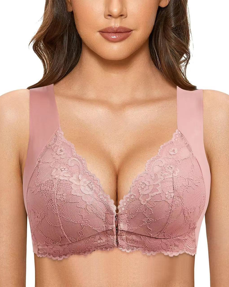 Front Clasp Lace Bra-Curvy-Faja