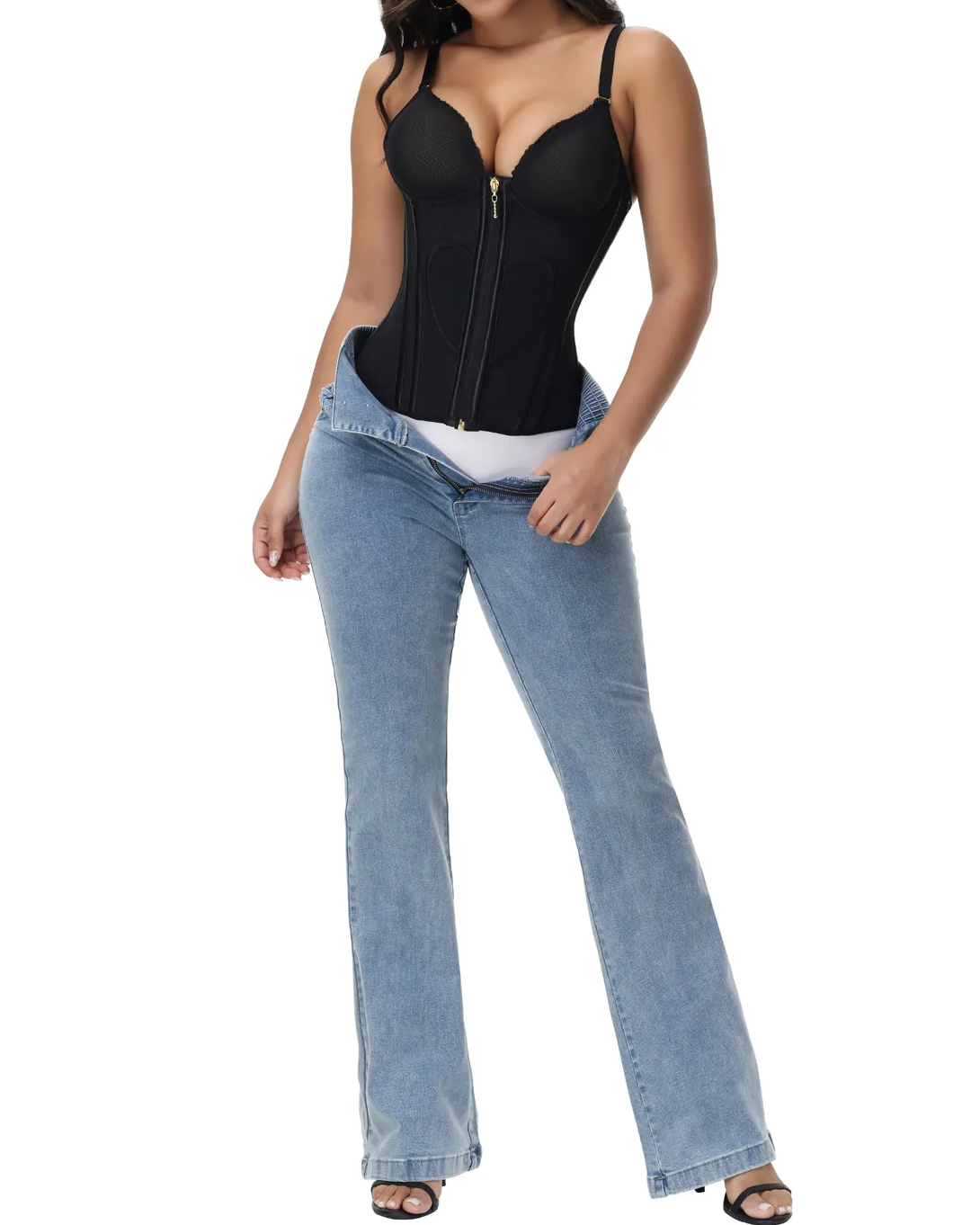 Women's Waist-cinching Black Tummy-control Bustier Tank Tops
