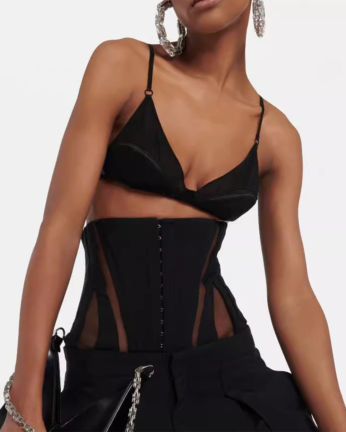 Temperament Black Tight-Fitting Sheer Waist Belt
