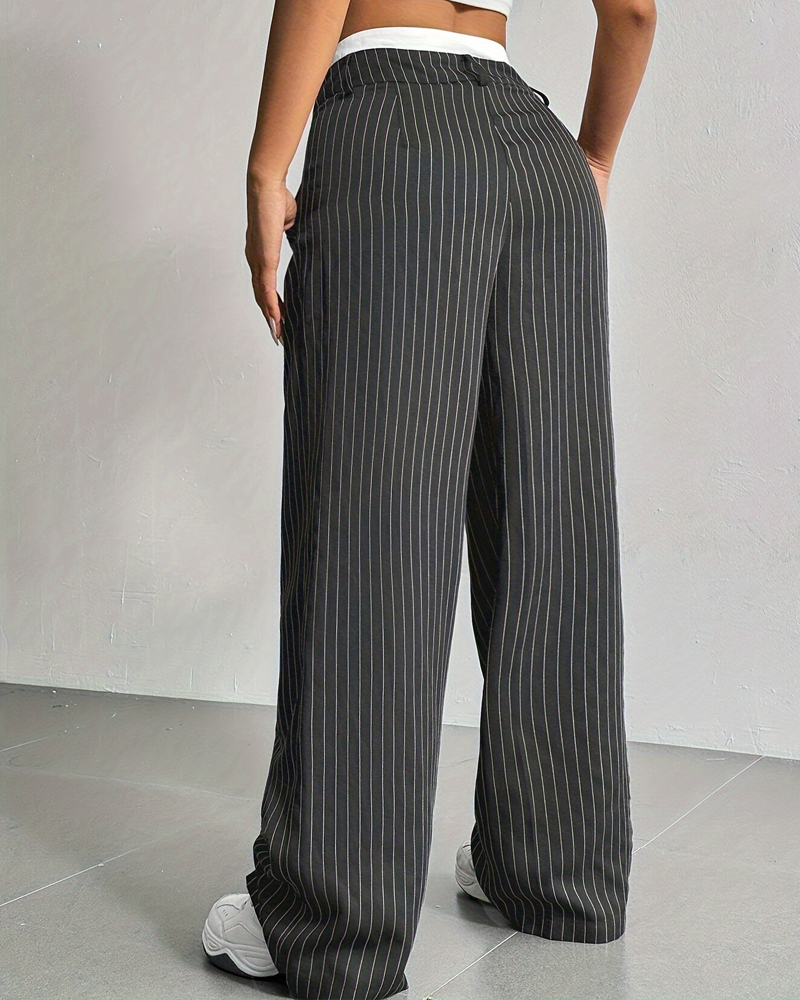 Simple Drape Loose Straight Pants-Curvy-Faja
