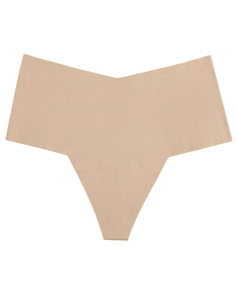 Mid-Waist Seamless Non-Pinch Ice Silk Breathable Thong Underwear-Curvy-Faja