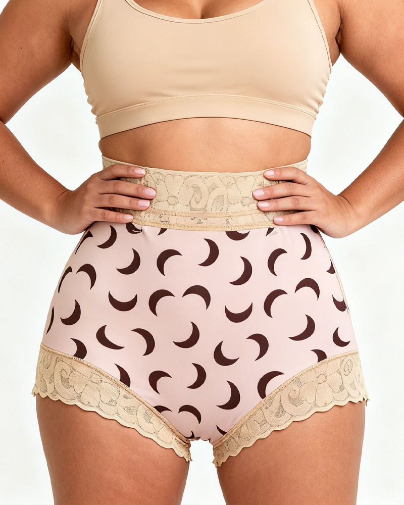 Moon Print Triangle Shaped Underwear For Lifting Slimming And Shaping The Waist