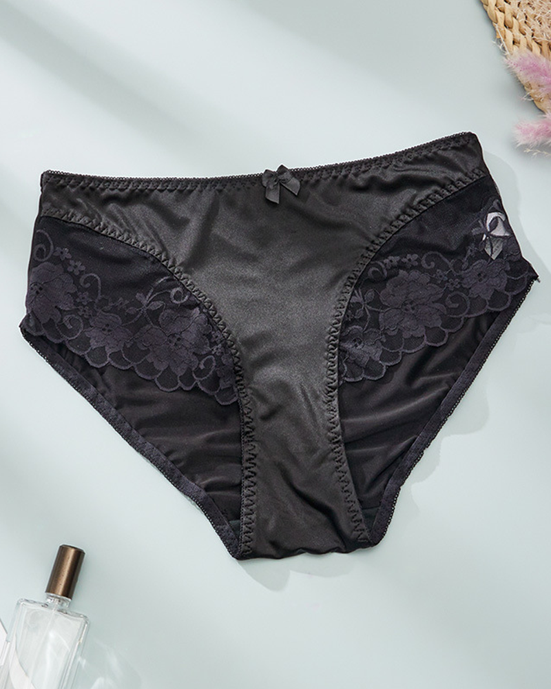 Elegant Satin Peach-Shaped Lace Bow Thong