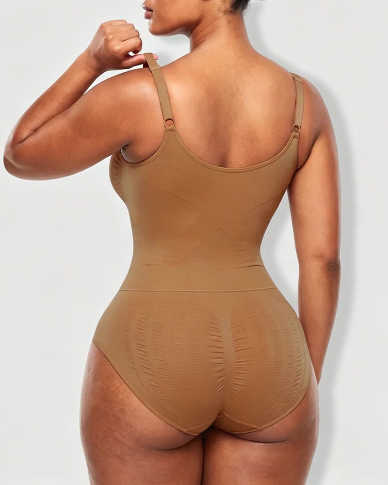 Deep V-Neck Adjustable Strap Back-Opening Bodysuit Shaper (Pre-Sale)