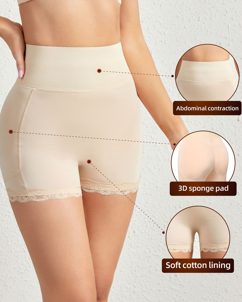 Breathable Tummy-Flattening Hip-Enhancing And Shaping Shorts With Padding-Curvy-Faja