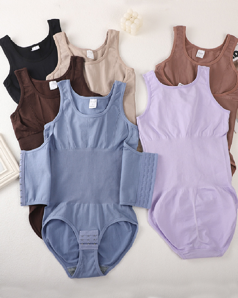 2 in 1 Seamless Double Tummy Control Corset Bodysuit Scoop Neck Tank Top Shapewear-Curvy-Faja