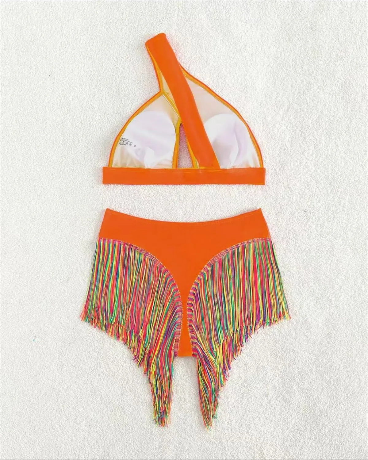 Women's Solid Color Fringe Hem Bikini-Curvy-Faja