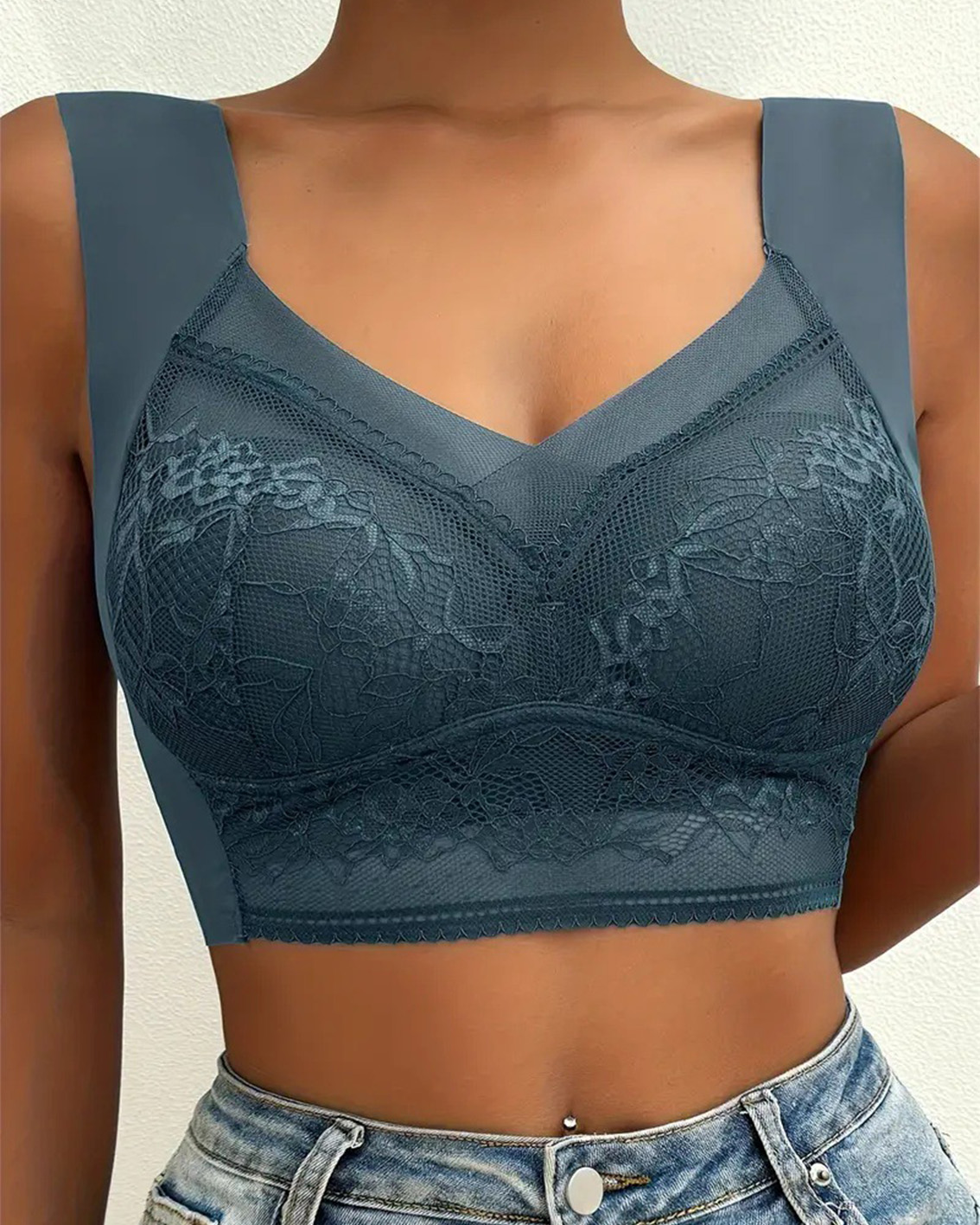 Lace Beautiful Back Bra Vest Style Push Up Underwear