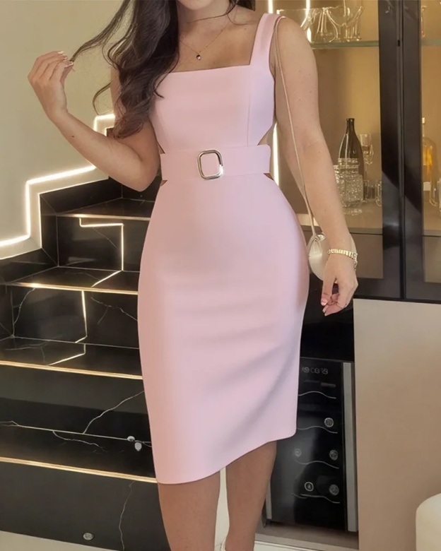 Women's Sleeveless Fashionable Slim Back Slit Dress