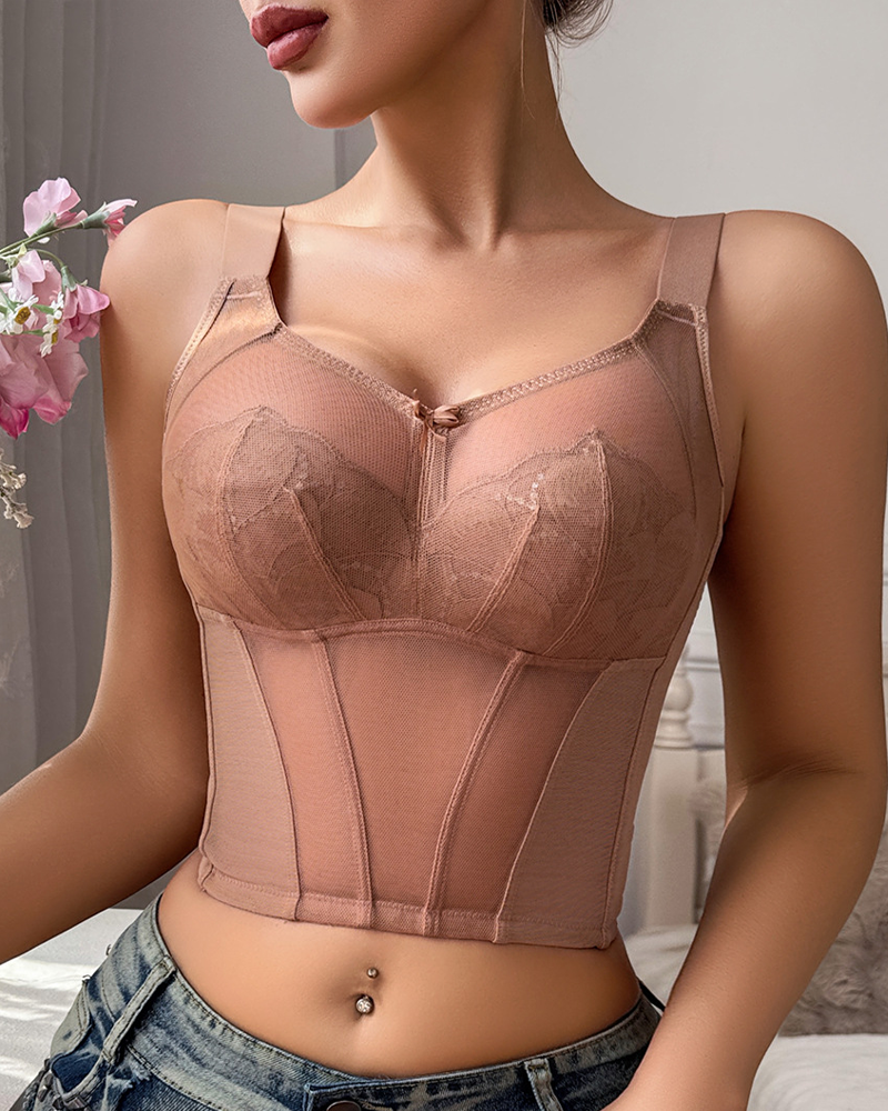 Lace Mesh Sheer Shapewear Top-Curvy-Faja