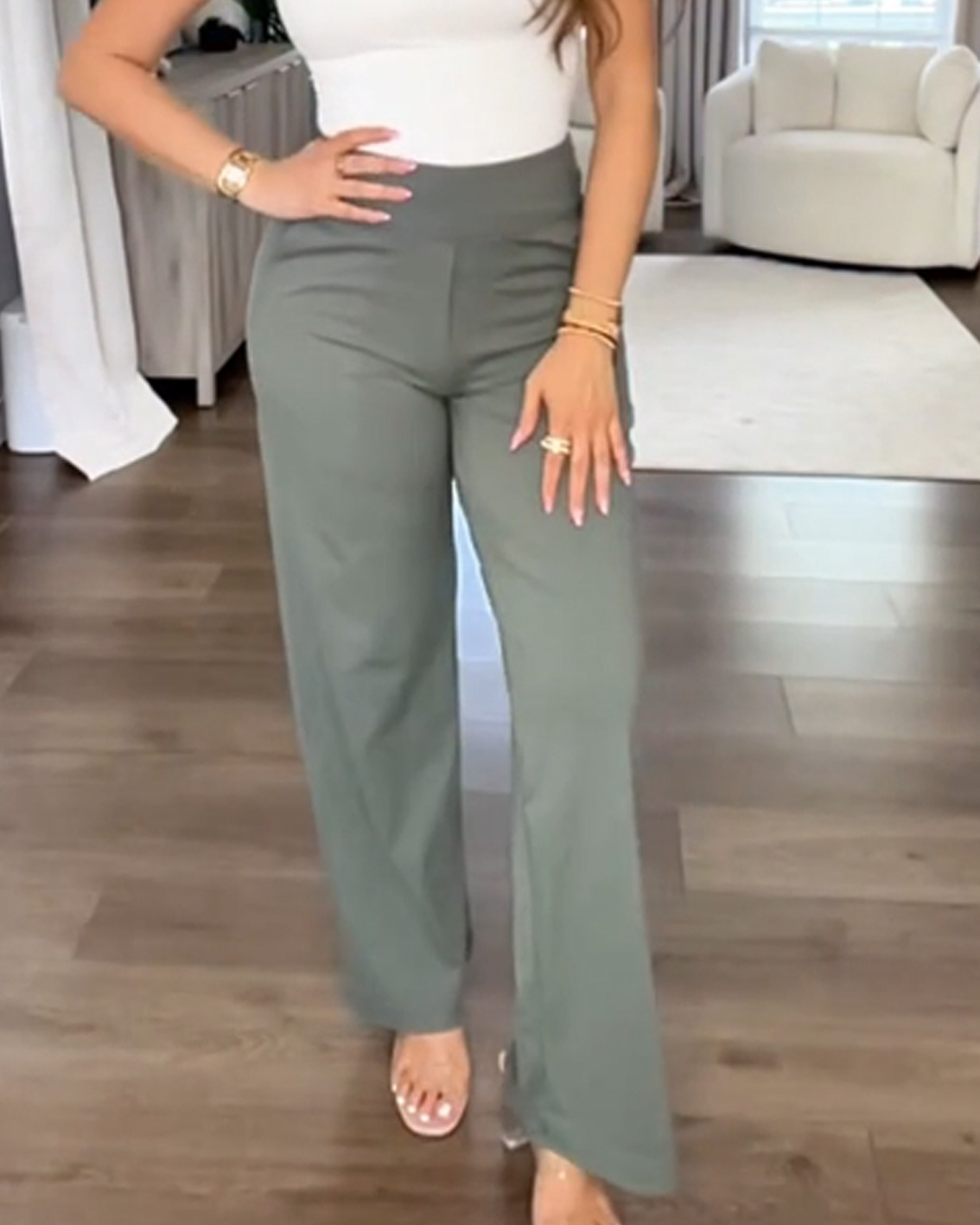 Casual High-Waisted Straight-Leg Yoga Pants with Loose Pockets-Curvy-Faja