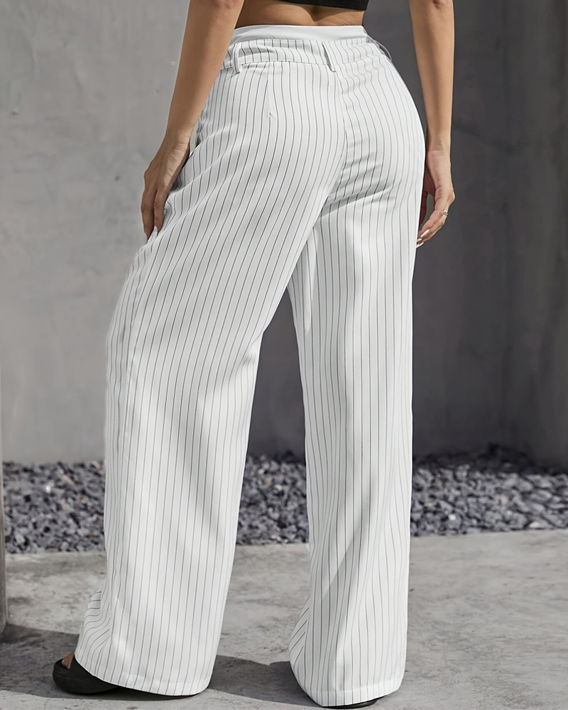 Simple Drape Loose Straight Pants-Curvy-Faja
