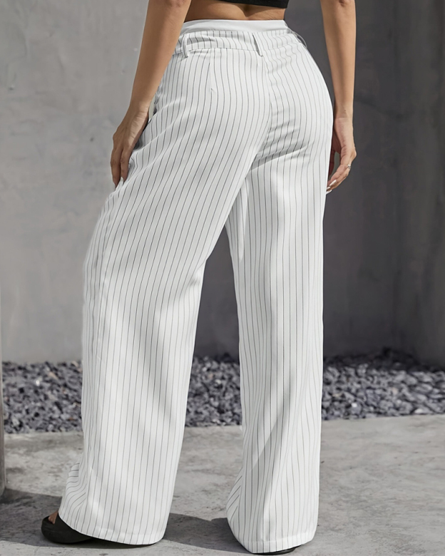 Simple Drape Loose Straight Pants-Curvy-Faja