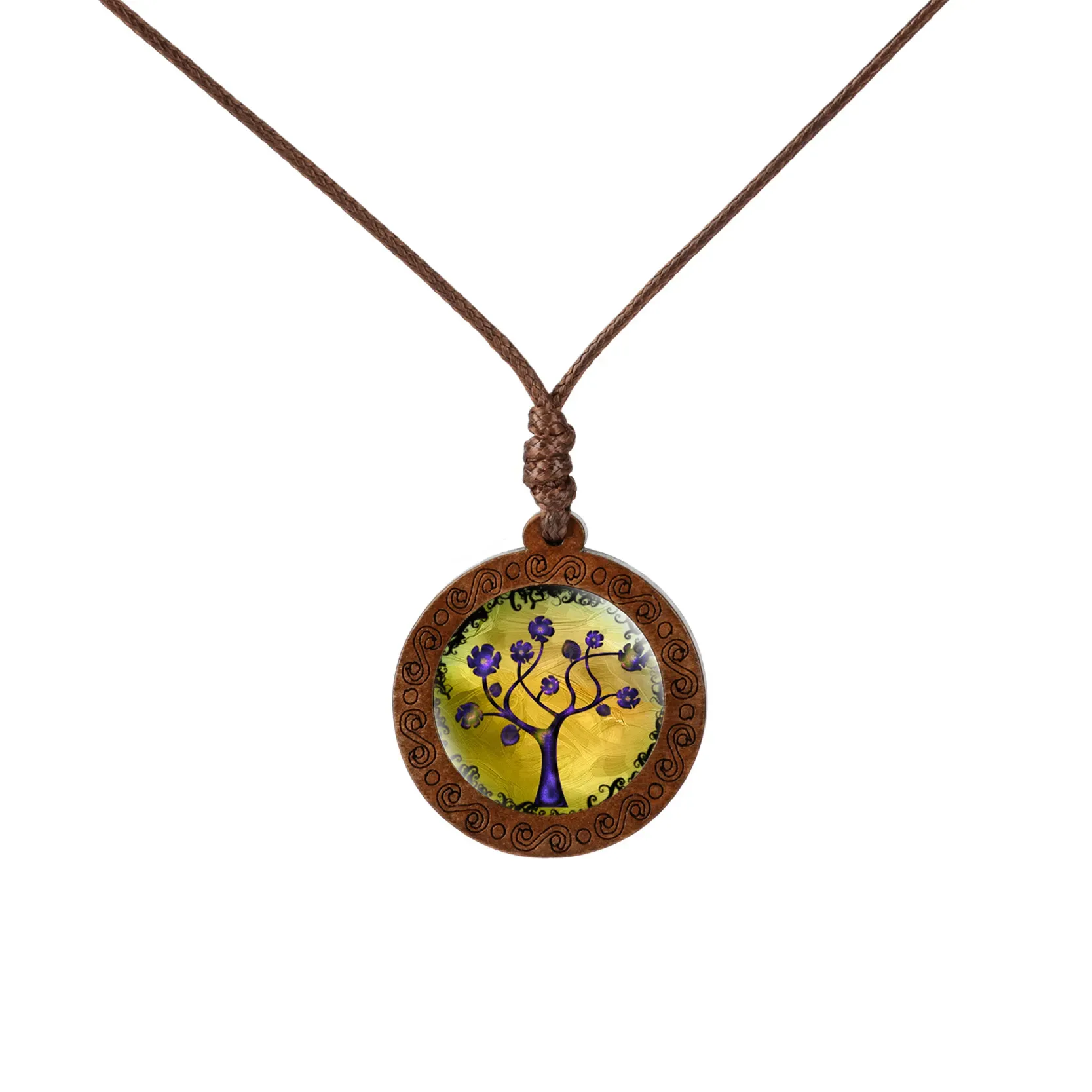 Wood Life Tree time gem Glass Pendant Necklace-Curvy-Faja