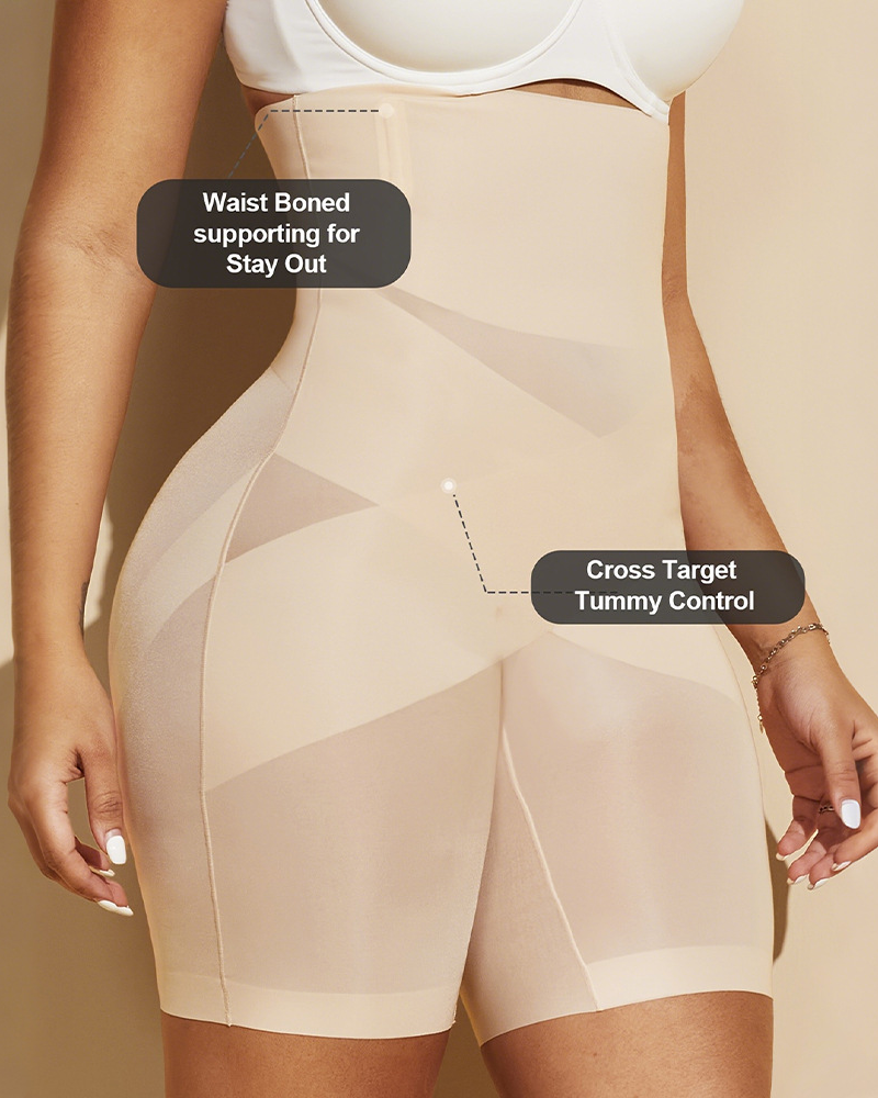 High-Waisted Cross-Sculpting Seamless Shapewear Shorts