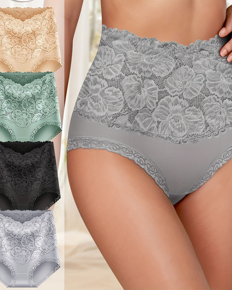 Buttock-Lifting Tummy-Flattening Lace Panties-Curvy-Faja
