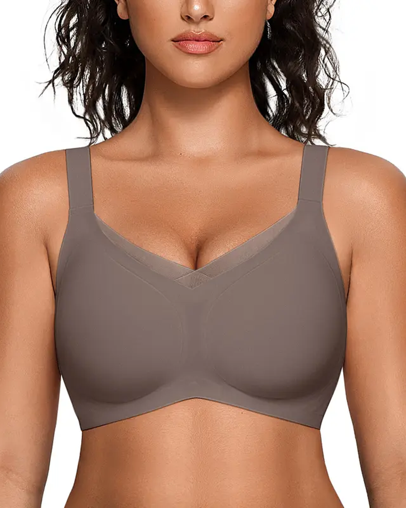 Wire-Free Jelly V-Neck Cross Mesh Bra For Valentine's Day