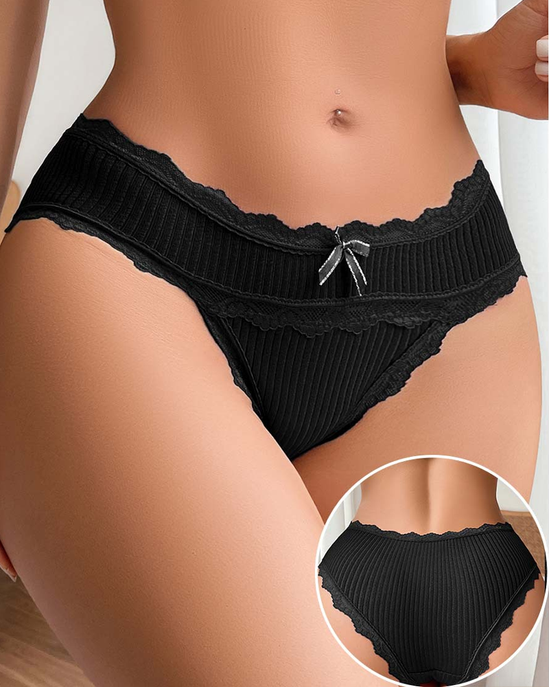 Wavy Lace Stretch Low-Rise Panties