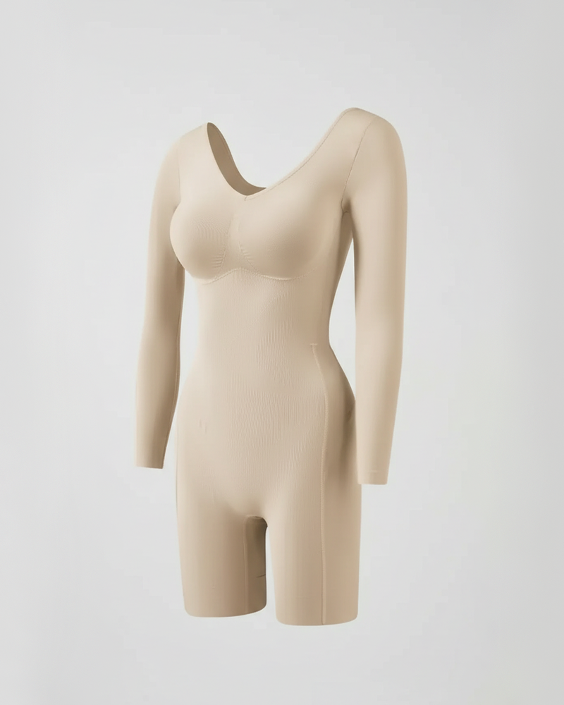 Easy Off Long Sleeve Full Body Shaping Tummy Control Butt Lifting Bodysuit（Pre-Sale）