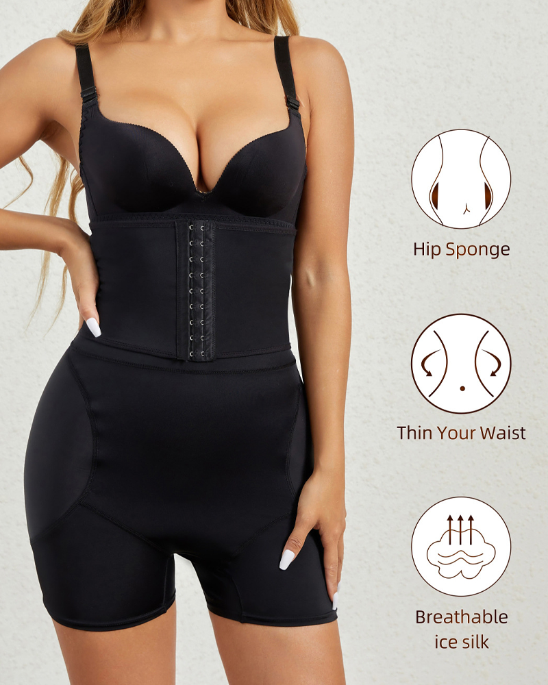 High-Waisted Waist-Cinching Tummy-Controlling Padded Hip-Enhancing Shorts