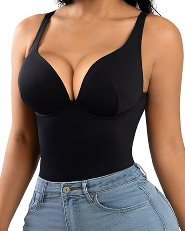 Tummy-Flattening Hip-Lifting Bodysuit-Curvy-Faja