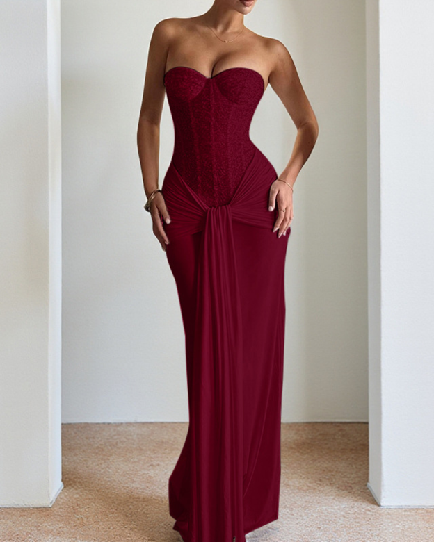 Christmas Party Off-Shoulder Fitted Evening Dress