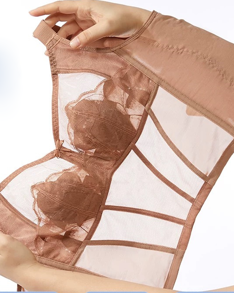 Lace Mesh Sheer Shapewear Top-Curvy-Faja