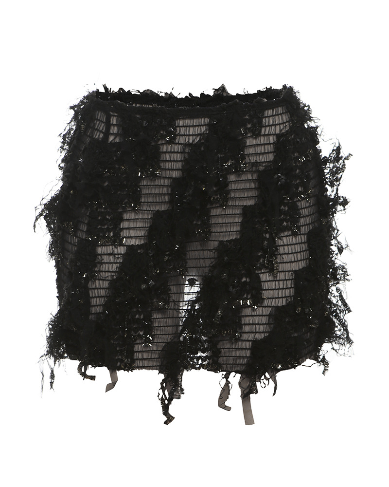 Tassel Slim Fit Bodycon Mini Skirt