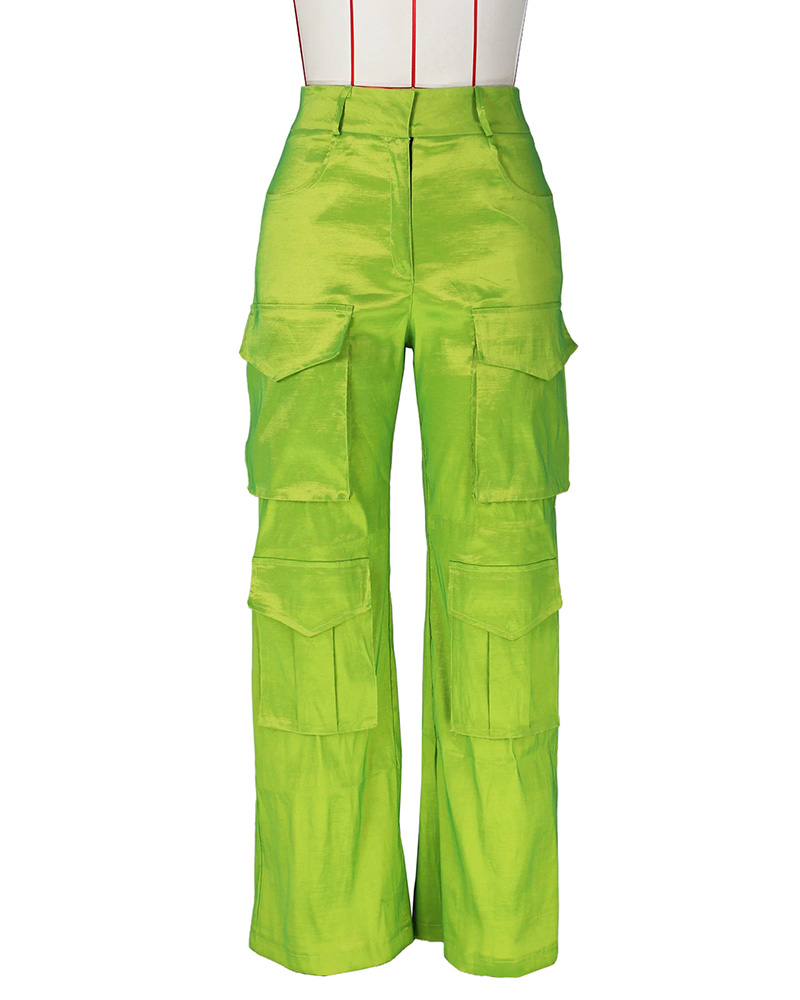 Satin Cargo-Style Trousers