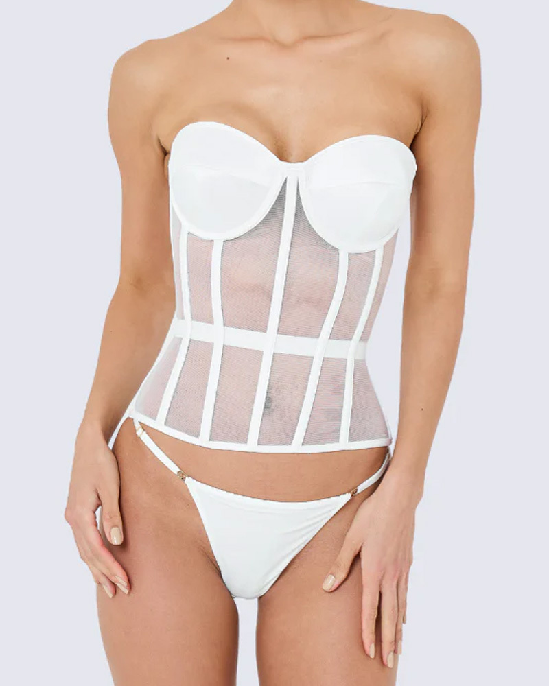 Breast-Covering Mesh Sexy Corset