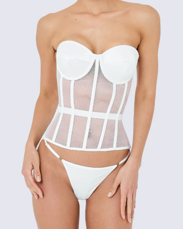 Breast-Covering Mesh Sexy Corset