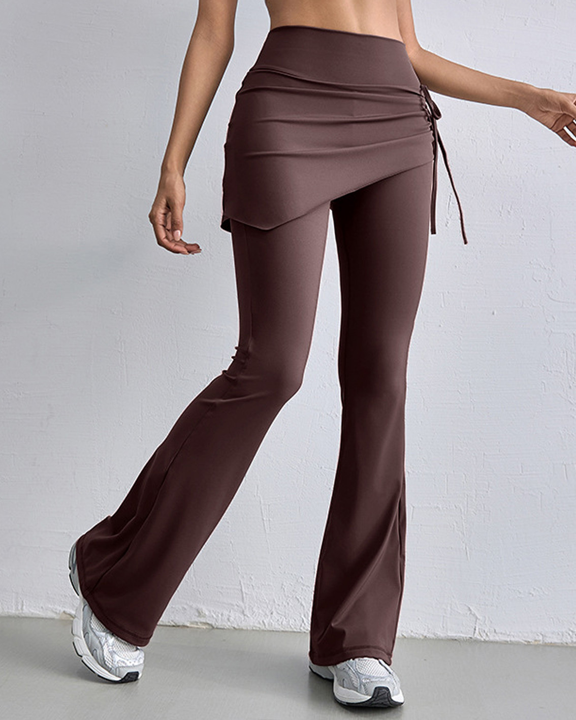 Fake Two-Piece Flared Side Drawstring Yoga Pants