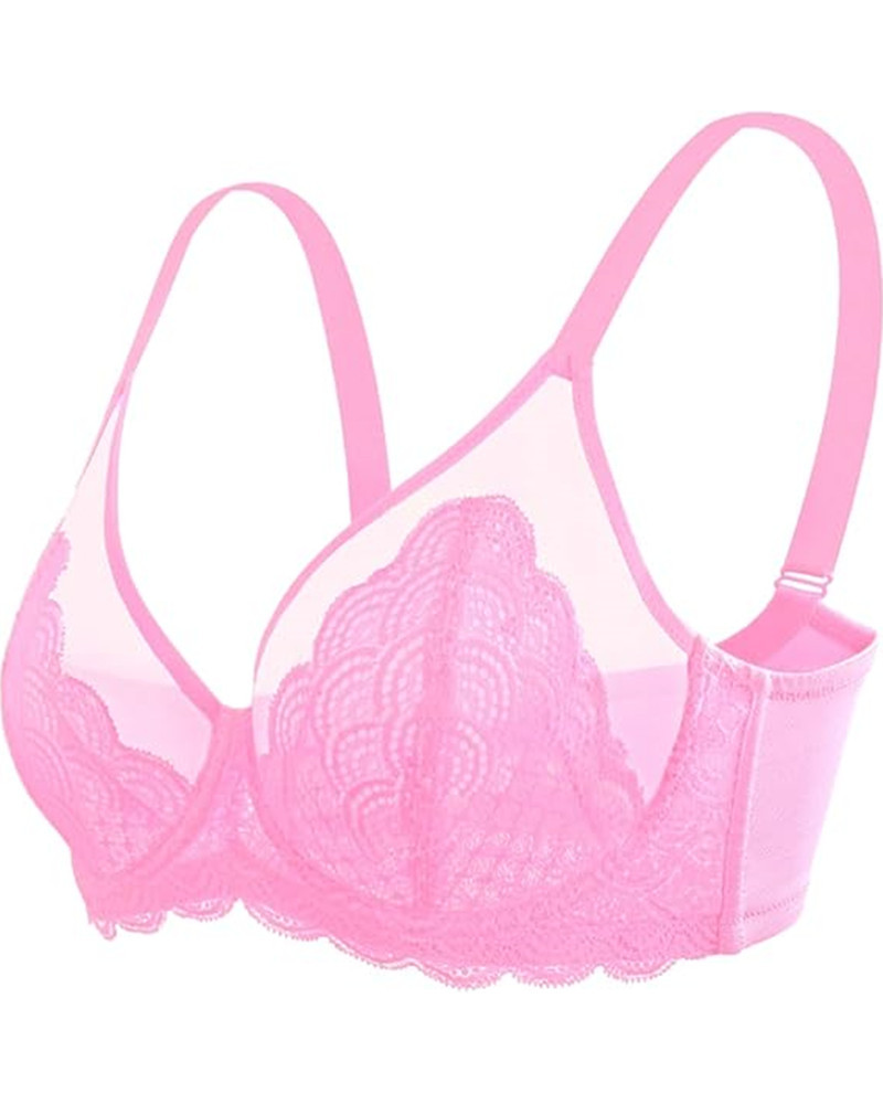 Sheer Lace Mesh Bra-Curvy-Faja