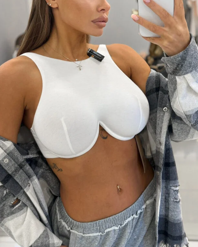 High Neck Underwire Deep Backless Push Up Bra