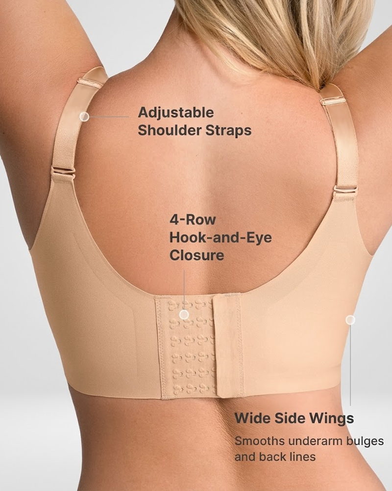 Wire-Free Seamless Back Smoothing Bra Teardrop Cups with W-Shaped Gel Strip（Pre-Sale）