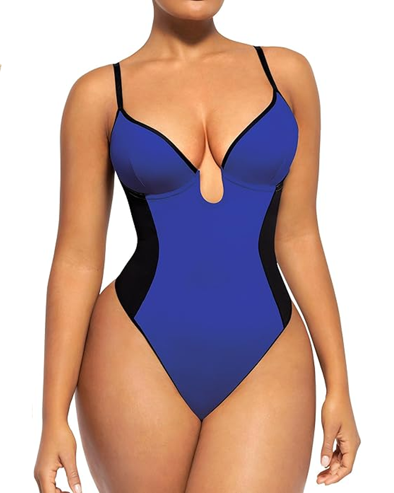 Color Blocked U Shaped Low Cut Shaping Thong (Pre-Sale)