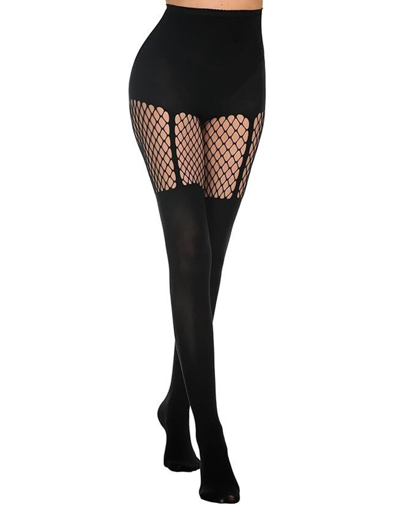 Mock Thigh High Stockings For Women Sexy Fishnet Tights Suspender Pantyhose