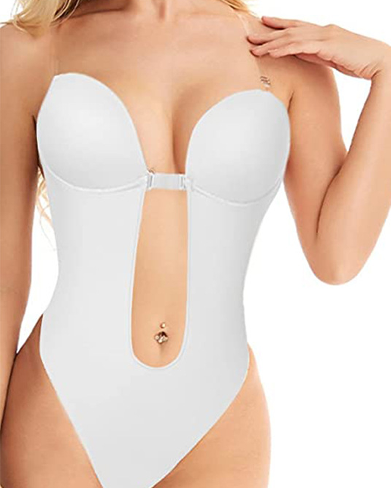 Invisible Shoulder Strap Push-Up Bodysuit