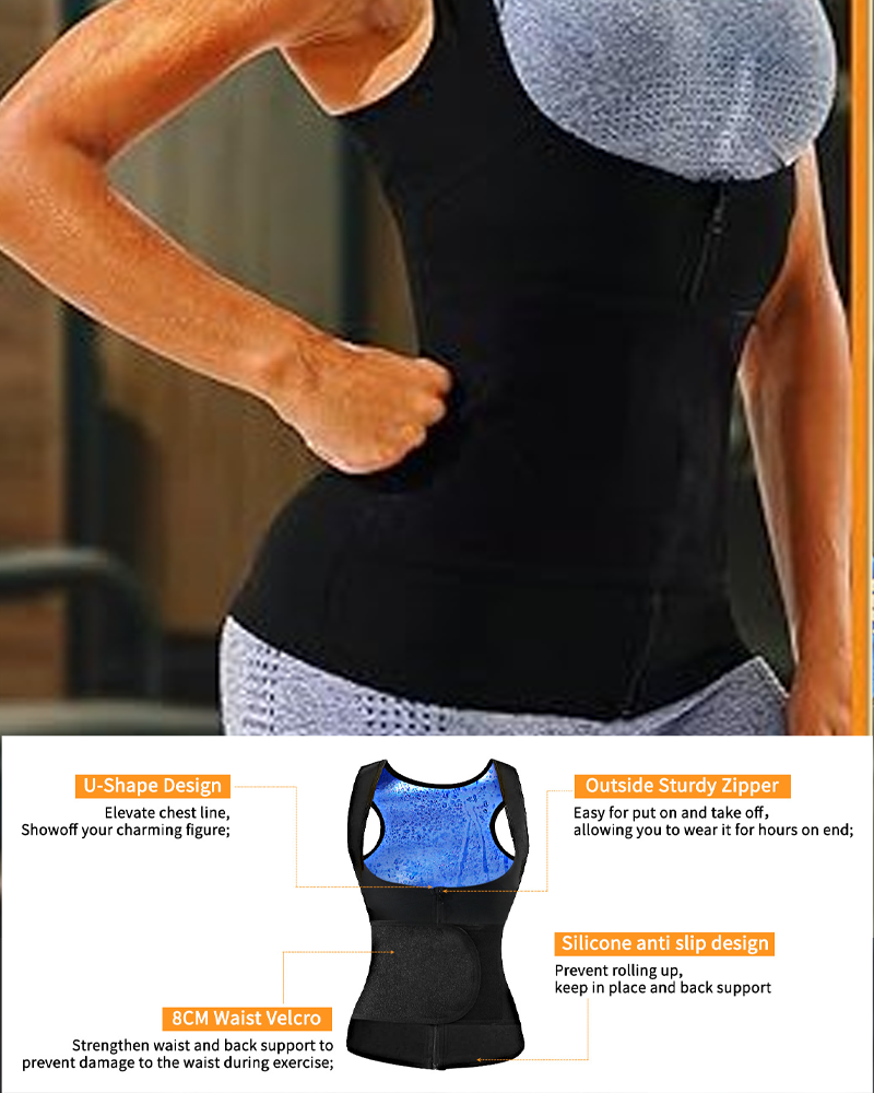 Sweat-Inducing Fat-Burning Zippered Sports Waist Trainer-Curvy-Faja