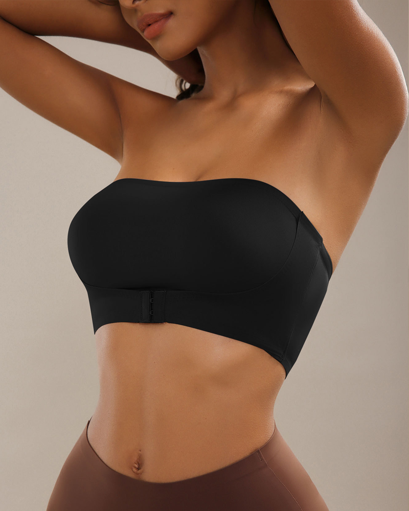 Strapless Front-Fastening Push-Up Wire-Free Bra