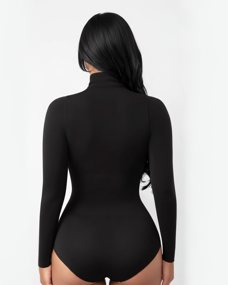 High Neck Long Sleeve Stretch Tummy Control Bodysuit（Pre-Sale）
