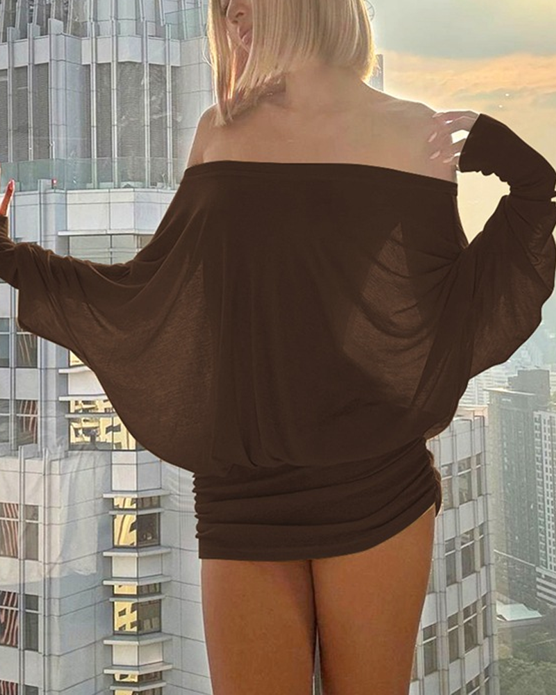 Off-The-Shoulder Ruched Bodycon Dress