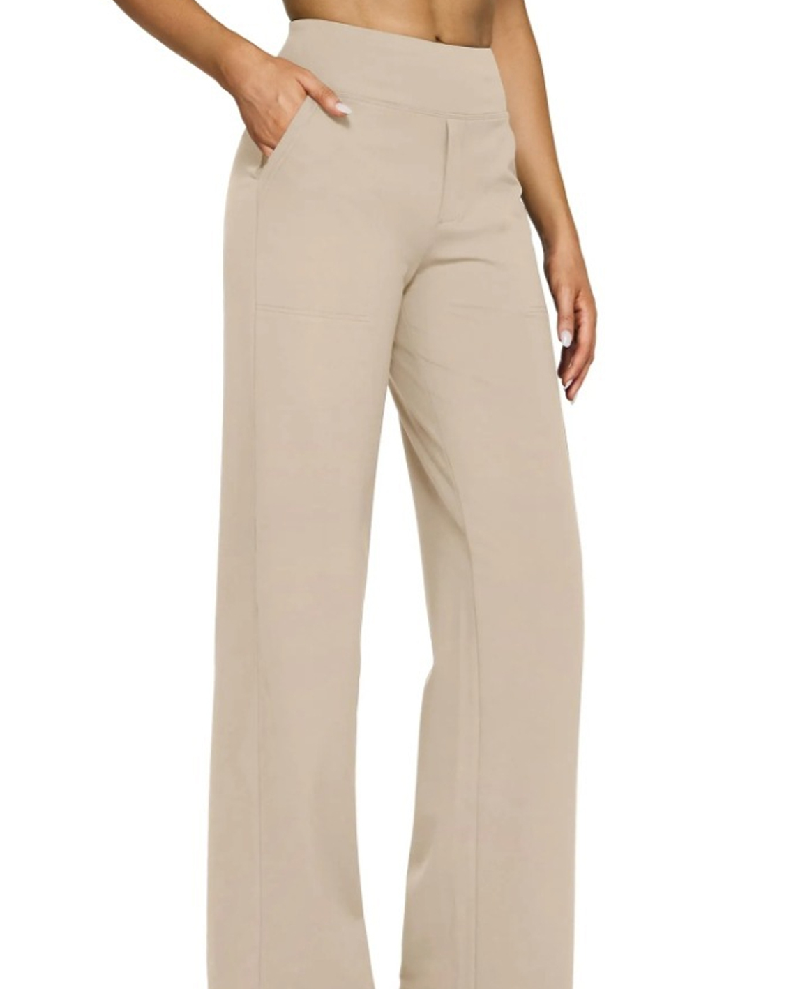 Casual High-Waisted Straight-Leg Yoga Pants with Loose Pockets-Curvy-Faja