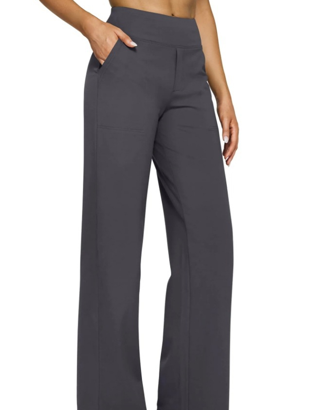 Casual High-Waisted Straight-Leg Yoga Pants with Loose Pockets