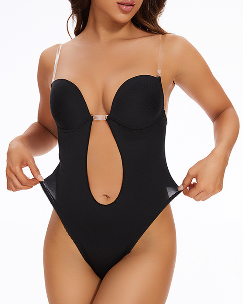 Invisible Shoulder Strap Push-Up Bodysuit